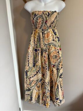 American Eagle Multicolor Paisley Strapless Button Front Maxi Dress Size S/P